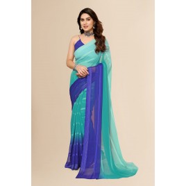 Kashvi Sarees Embellished, Self Design, Ombre, Dyed Bollywood Georgette Saree  (Blue)