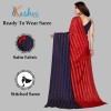 Kashvi sarees Ready to Wear Embellished, Striped, Self Design Bollywood Satin Saree  (Red, Dark Blue)