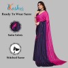 Kashvi sarees Ready to Wear Embellished, Striped, Self Design Bollywood Satin Saree  (Pink, Dark Blue)