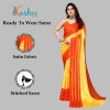 Kashvi sarees Ready to Wear Embellished, Striped, Self Design Bollywood Satin Saree  (Orange, Yellow)