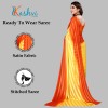 Kashvi sarees Ready to Wear Embellished, Striped, Self Design Bollywood Satin Saree  (Orange, Yellow)