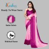 Kashvi sarees Ready to Wear Embellished, Striped, Self Design Bollywood Satin Saree  (Purple, Pink)