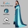 Kashvi sarees Ready to Wear Embellished, Striped, Self Design Bollywood Satin Saree  (Dark Blue, Light Blue)