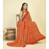 Printed Bandhani Georgette Saree  (Orange)