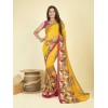 Floral Print Daily Wear Georgette Saree  (Yellow)