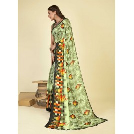 Floral Print, Geometric Print Fashion Georgette Saree  (Green)
