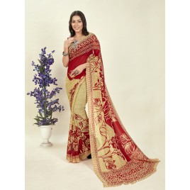 Floral Print, Paisley, Printed Daily Wear Georgette Saree  (Red)
