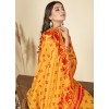 Animal Print, Floral Print Daily Wear Georgette Saree  (Red, Yellow)