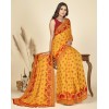 Animal Print, Floral Print Daily Wear Georgette Saree  (Red, Yellow)