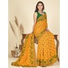 Animal Print, Floral Print Daily Wear Georgette Saree  (Green, Yellow)