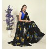 Floral Print Daily Wear Georgette Saree  (Black, Blue)