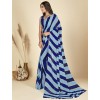 Striped, Printed Bollywood Georgette Saree  (Blue, Light Blue)