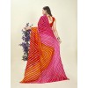 Striped, Printed Bollywood Georgette Saree  (Pink, Orange, Red)