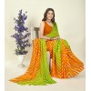 Striped, Printed Bollywood Georgette Saree  (Yellow, Green)