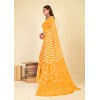 Paisley, Striped, Printed Bandhani Georgette Saree  (Yellow)