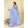 Checkered Bollywood Georgette Saree  (Blue, White)