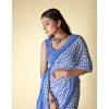 Checkered Bollywood Georgette Saree  (Blue, White)