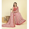 Checkered Bollywood Georgette Saree  (Red, White)