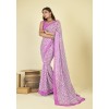 Checkered Bollywood Georgette Saree  (Pink, White)