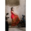 Paisley, Striped, Floral Print Daily Wear Georgette Saree  (Red)