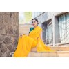 Plain Daily Wear Poly Georgette Saree  (Yellow)