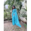 Striped Bollywood Satin Saree  (Light Blue)