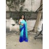 Ombre, Striped Bollywood Satin Saree  (Light Blue, Blue)