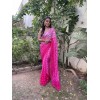 Ombre, Striped Bollywood Satin Saree  (Pink)