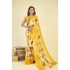 Floral Print Daily Wear Georgette Saree  (Beige, Yellow)