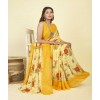 Floral Print Daily Wear Georgette Saree  (Beige, Yellow)