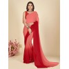 Dyed Bollywood Georgette Saree  (Red, Pink)