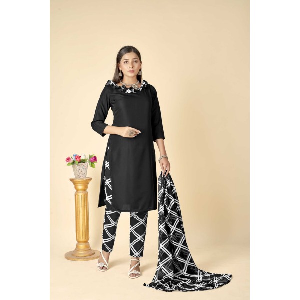 Unstitched Crepe Salwar Suit Material Printed