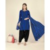 Unstitched Crepe Salwar Suit Material Striped