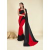 Dyed, Striped Fashion Georgette Saree  (Black, Red)