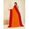 Dyed, Striped Fashion Georgette Saree  (Red, Mustard)